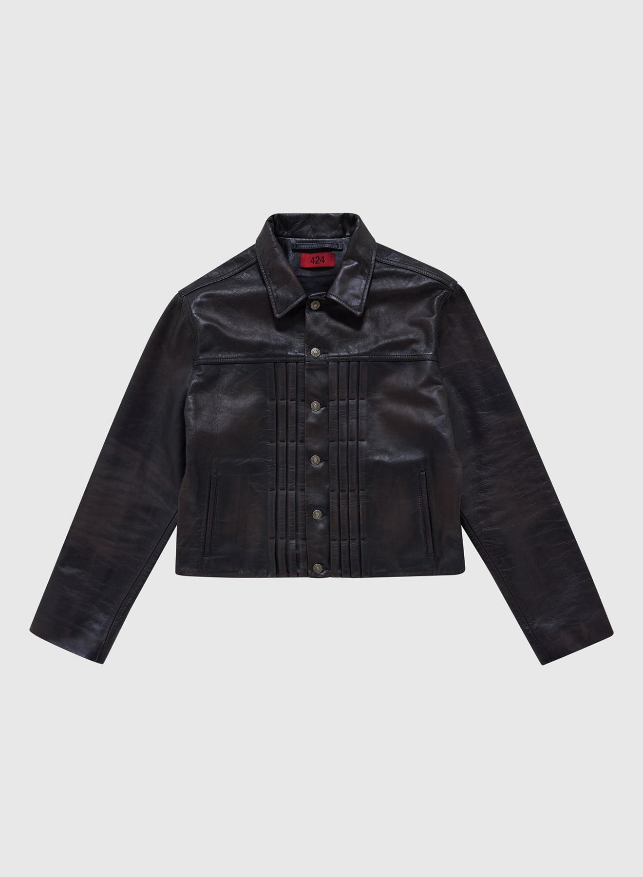 TRUCKER RUB OFF LEATHER IN BLACK