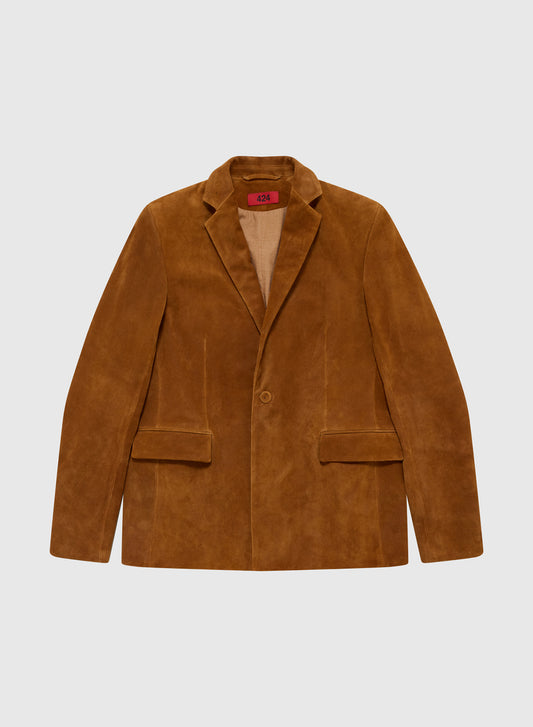 ONE BUTTON BLAZER CORDUROY LEATHER IN CARAMEL