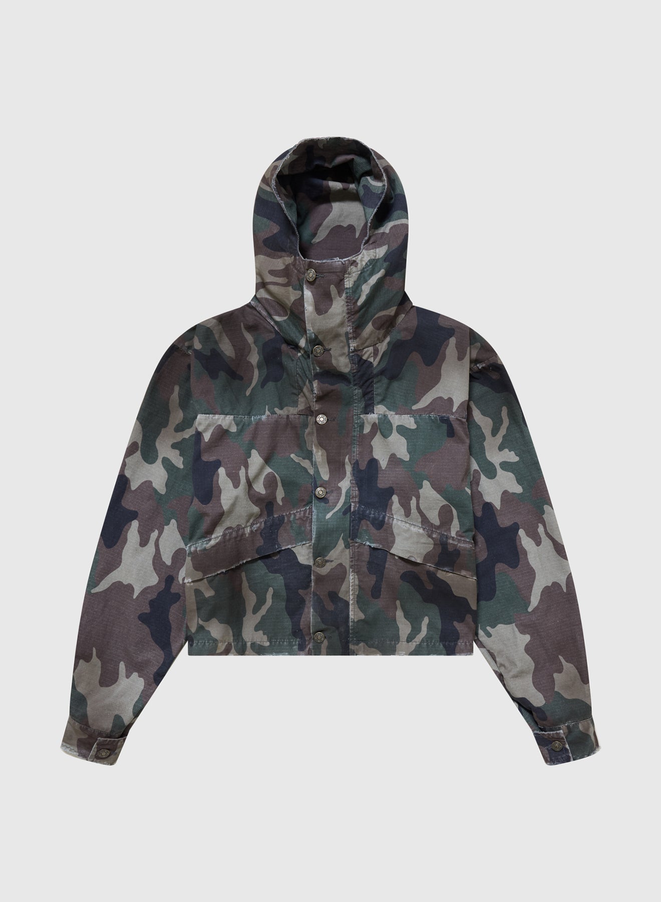 CROPPED PARKA DOUBLE FACED RIP STOP IN GREEN