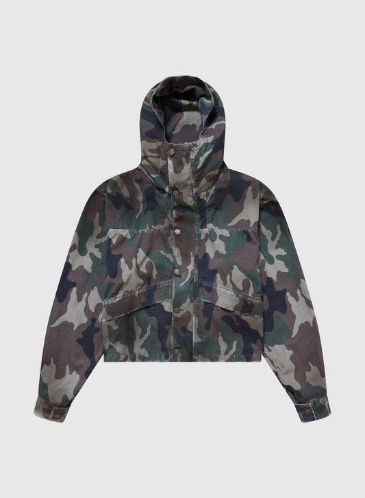 CROPPED PARKA DOUBLE FACED RIP STOP IN GREEN