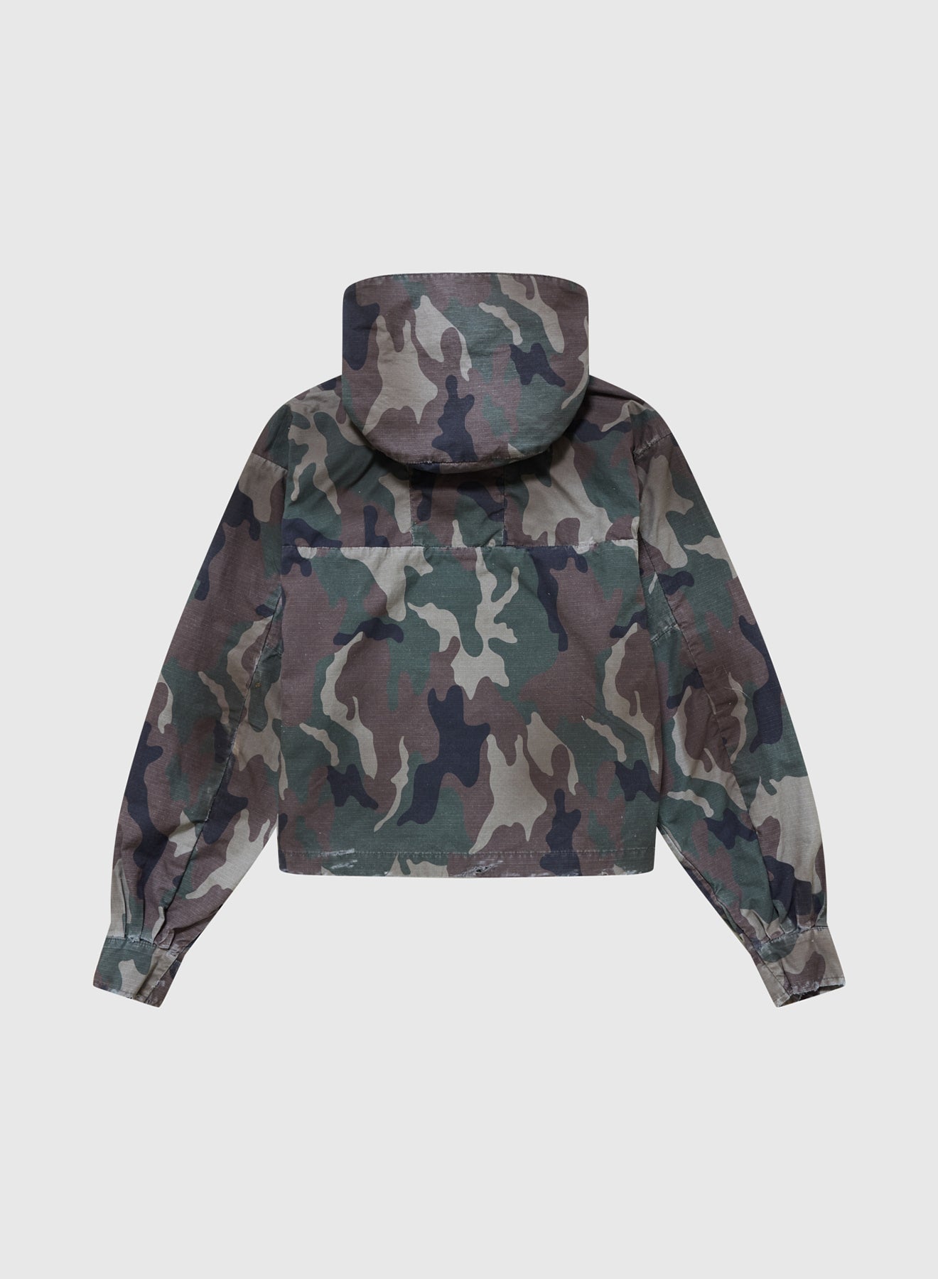 CROPPED PARKA DOUBLE FACED RIP STOP IN GREEN
