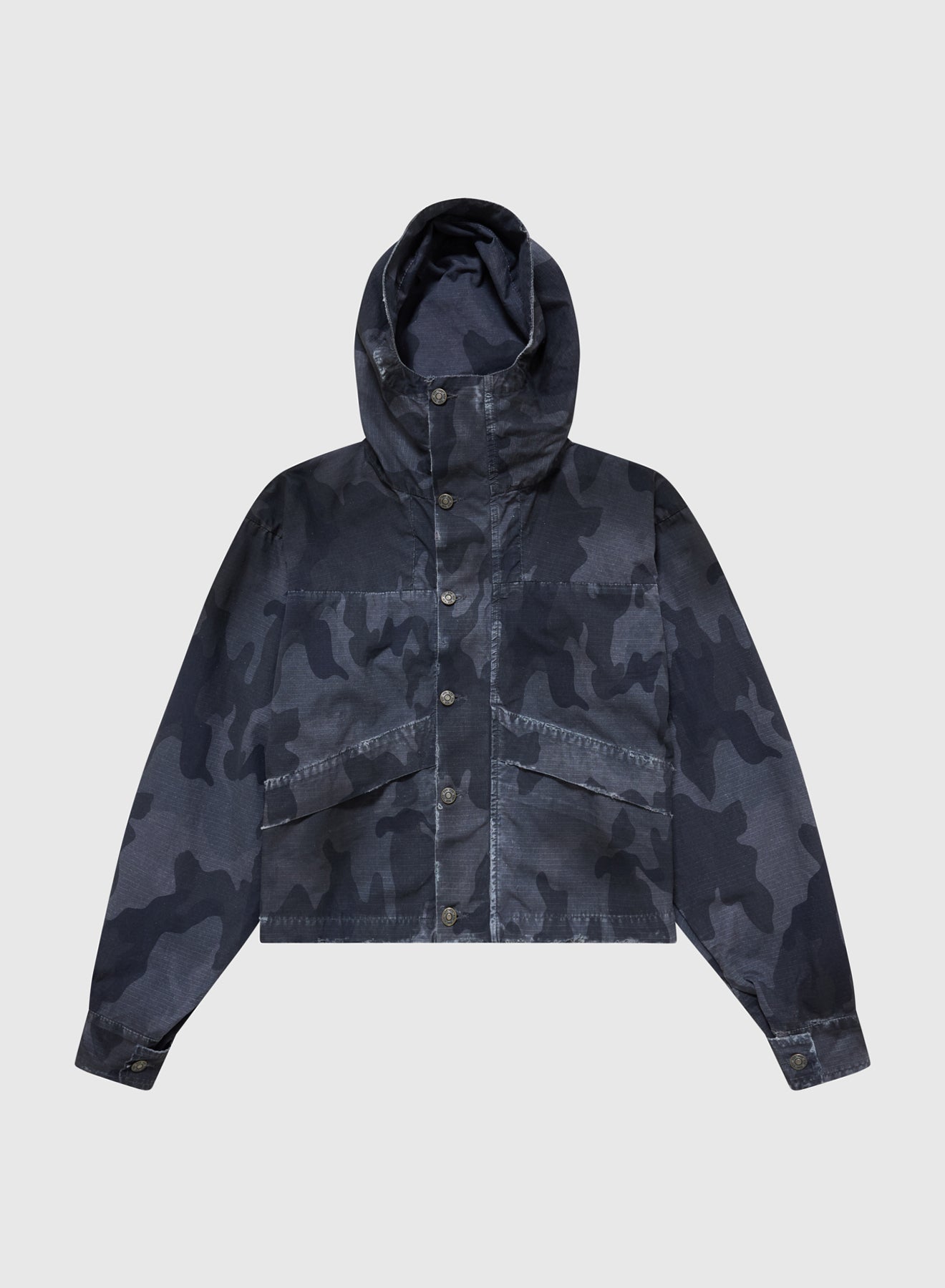 CROPPED PARKA DOUBLE FACED RIP STOP IN BLACK