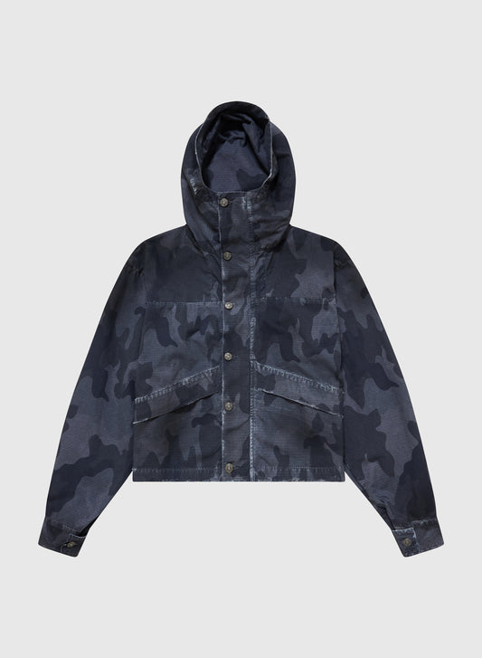 CROPPED PARKA DOUBLE FACED RIP STOP IN BLACK