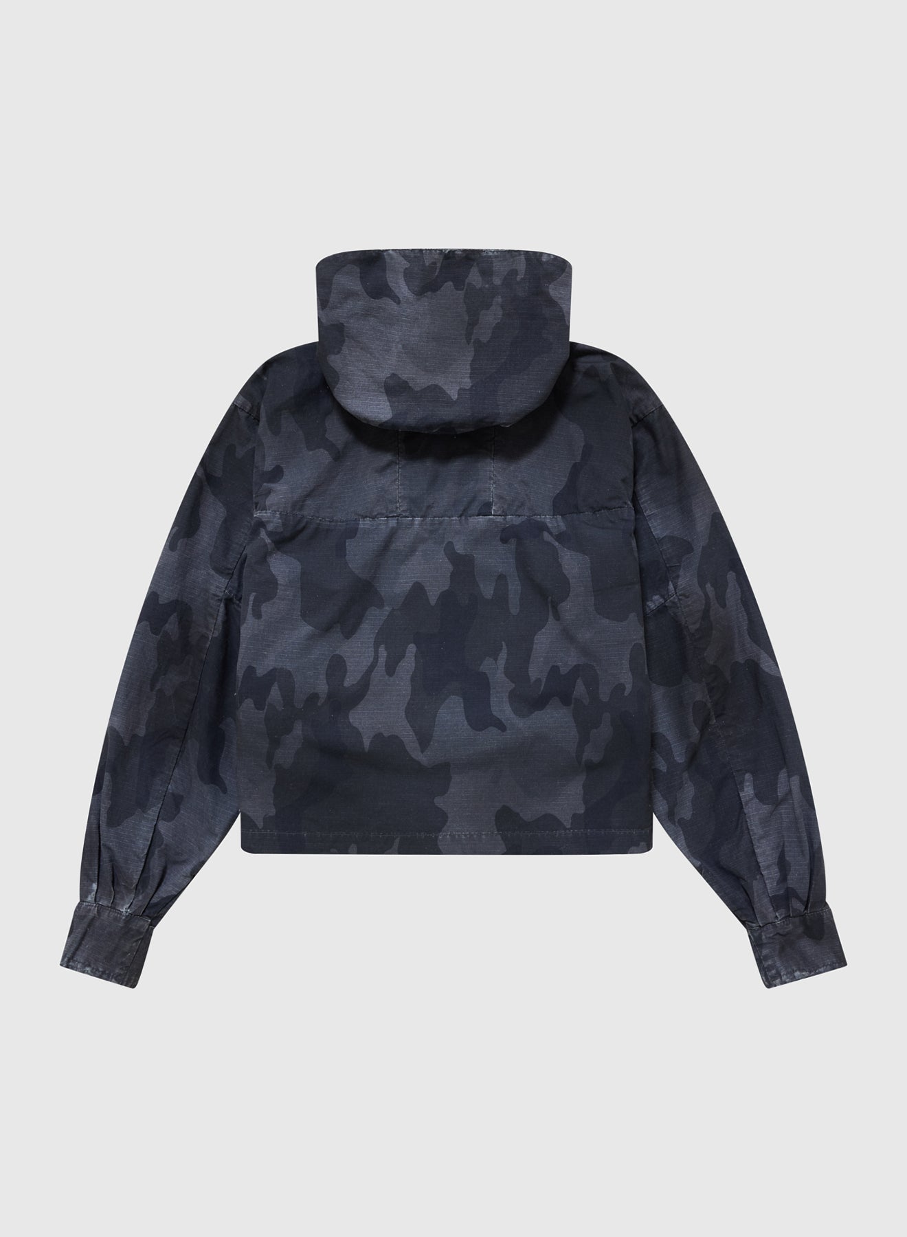 CROPPED PARKA DOUBLE FACED RIP STOP IN BLACK