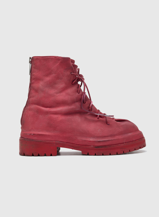 LACED UP MARATHON BOOTS GARMENT DYED IN RED