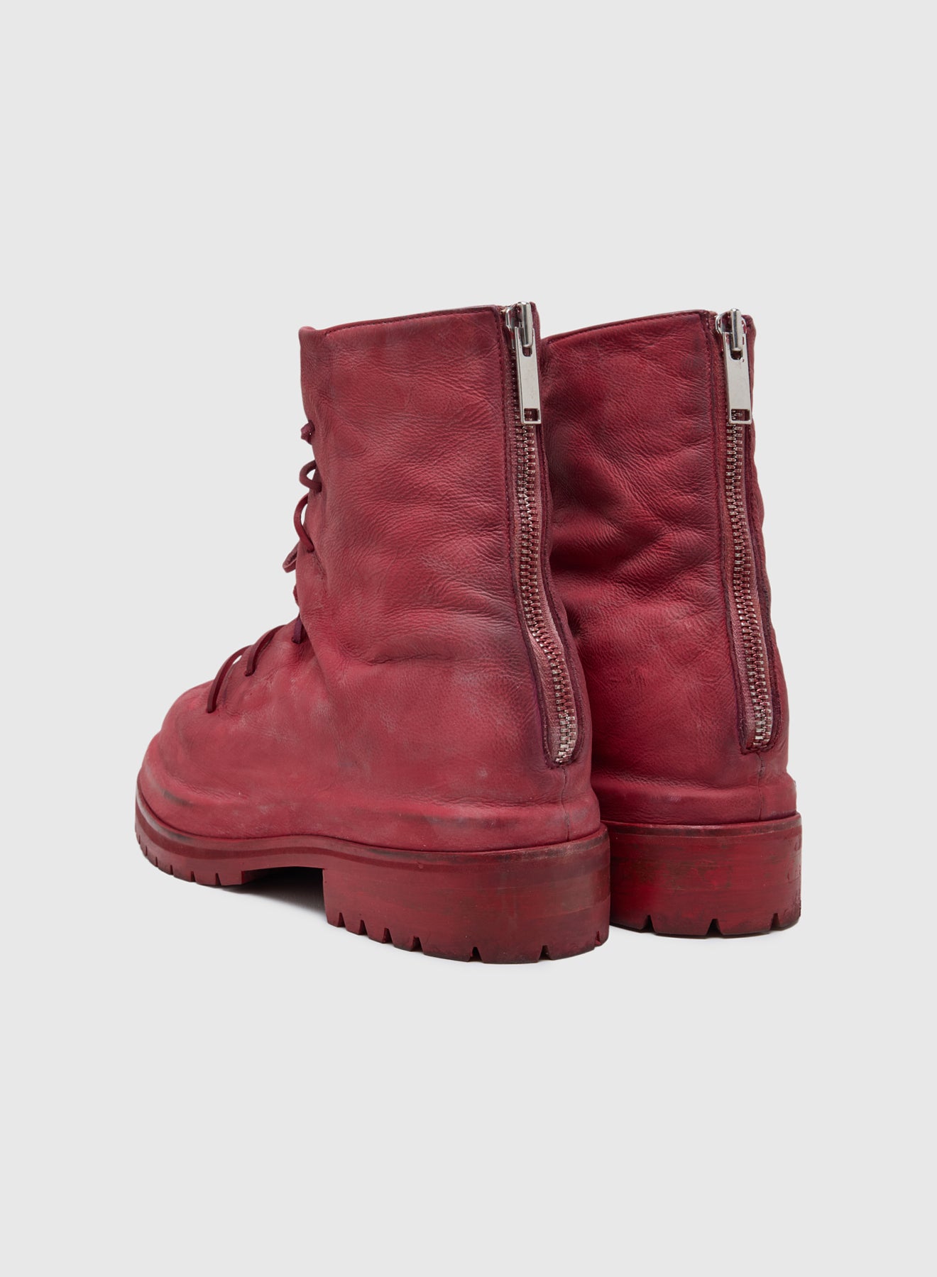 LACED UP MARATHON BOOTS GARMENT DYED IN RED