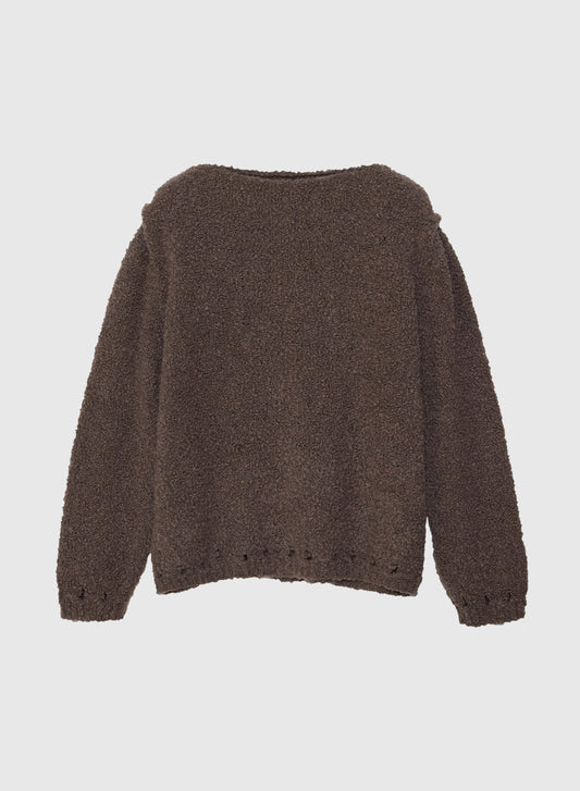 BABY SWEATER BOUCLE YARN IN BROWN