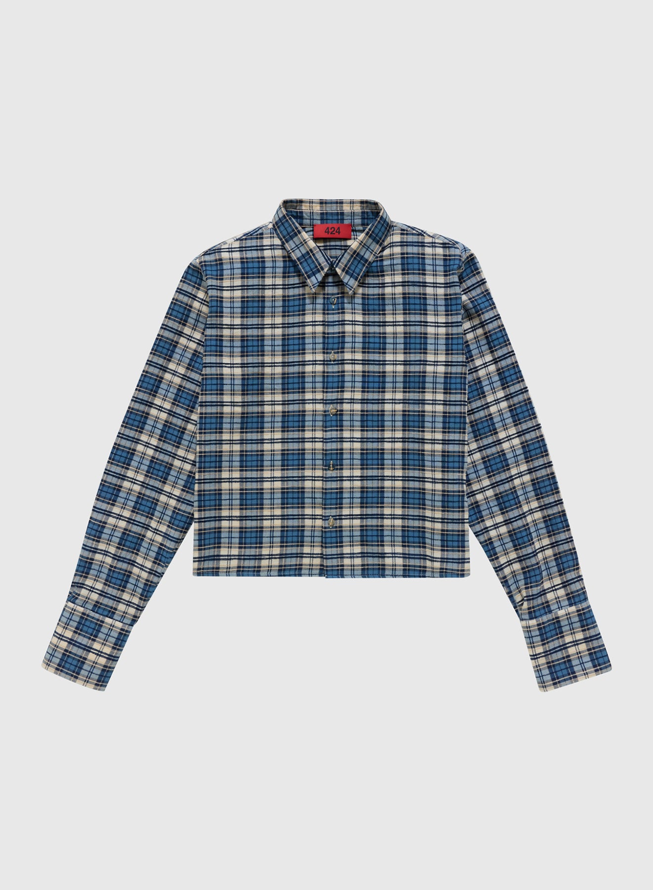 CROPPED SHIRT WITH SHOULDER PAD IN SAND