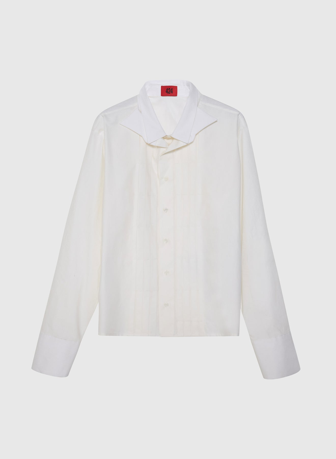 SMOKING SHIRT WITH DOUBLE COLLAR IN WHITE