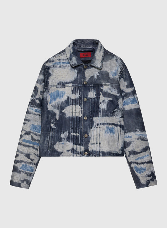 DISTRESSED TRUCKER RUB OFF LEATHER IN BLUE