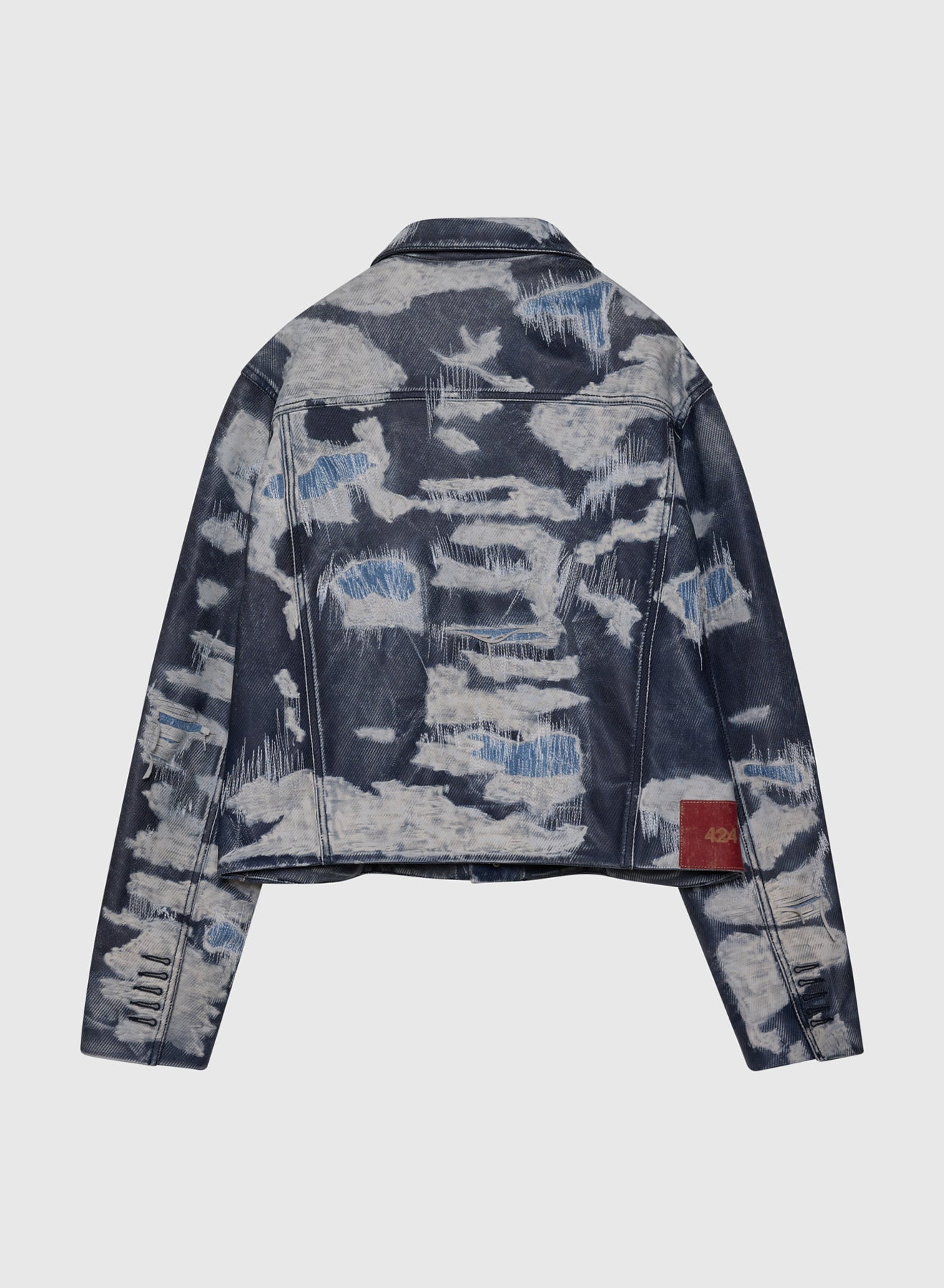 DISTRESSED TRUCKER RUB OFF LEATHER IN BLUE