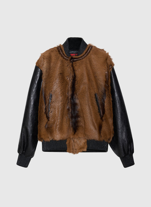CITY JACKET TIBETAN GOAT AND PAPER LEATHER IN BROWN