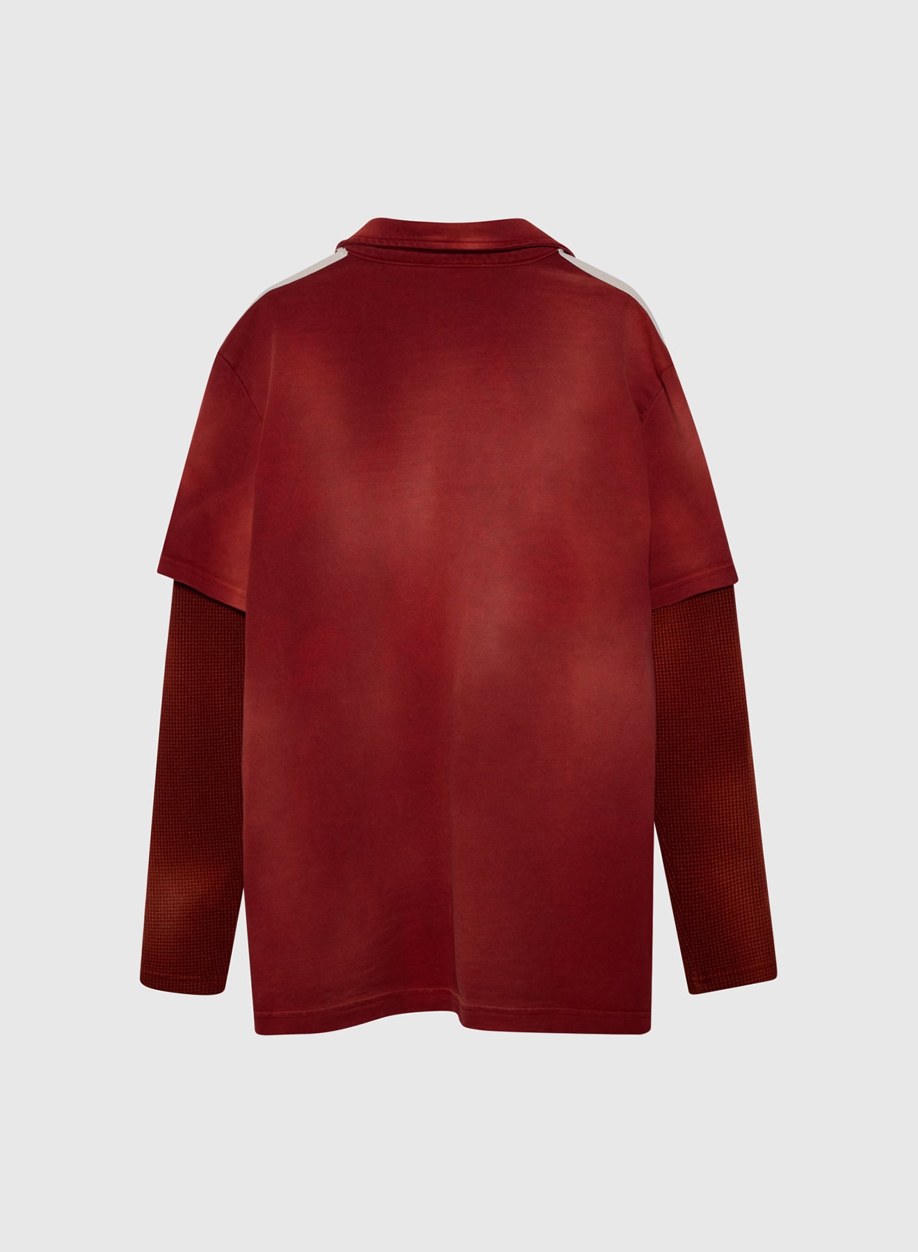 CREST POLO DOUBLE SLEEVE THERMAL JERSEY IN VINTAGE RED