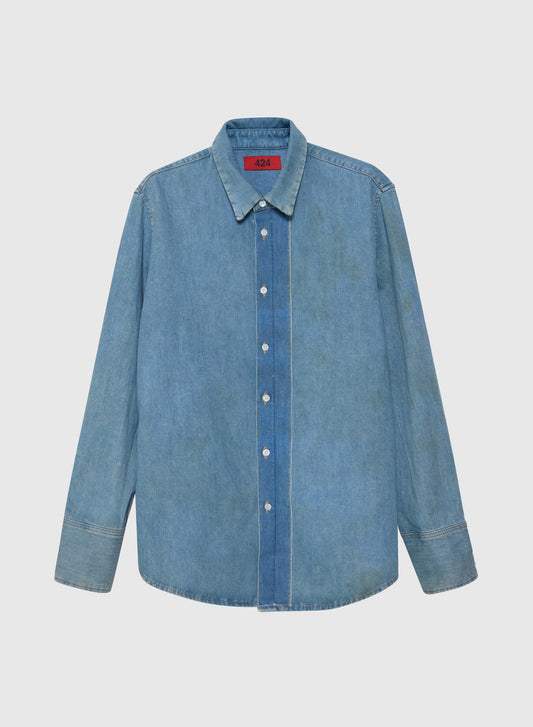 424 REGULAR SHIRT CHAMBRAY IN BLEACHED BLUE