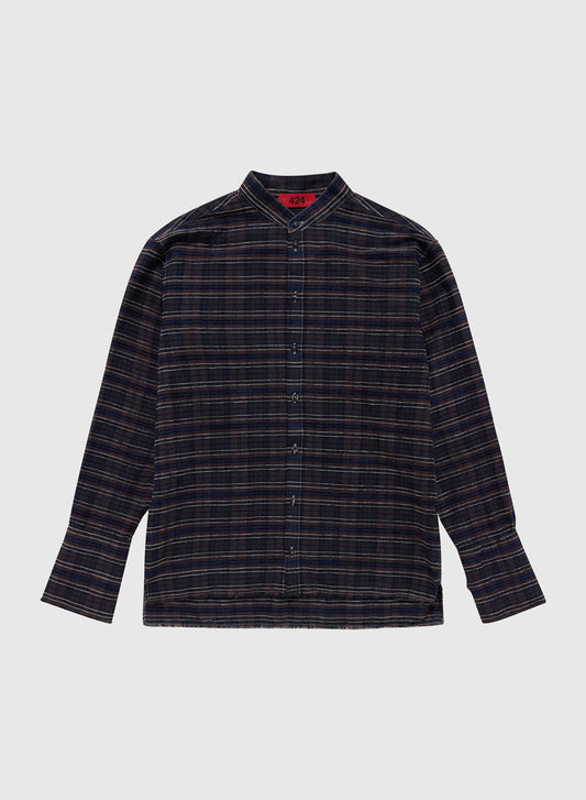 424 FLANNEL SHIRT EMBROIDERED IN BROWN