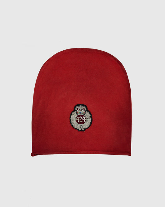 CREST BEANIE JERSEY IN VINTAGE RED