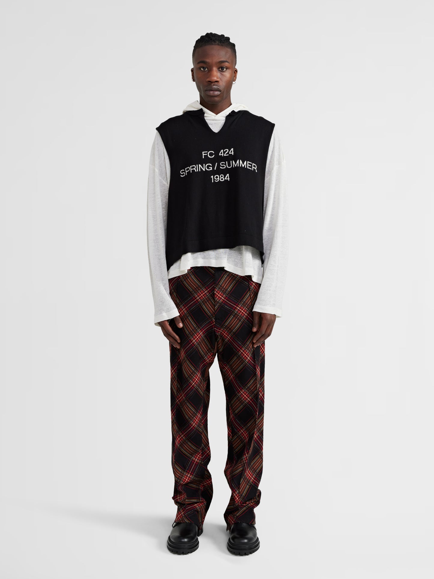 Checkered Trousers in Black