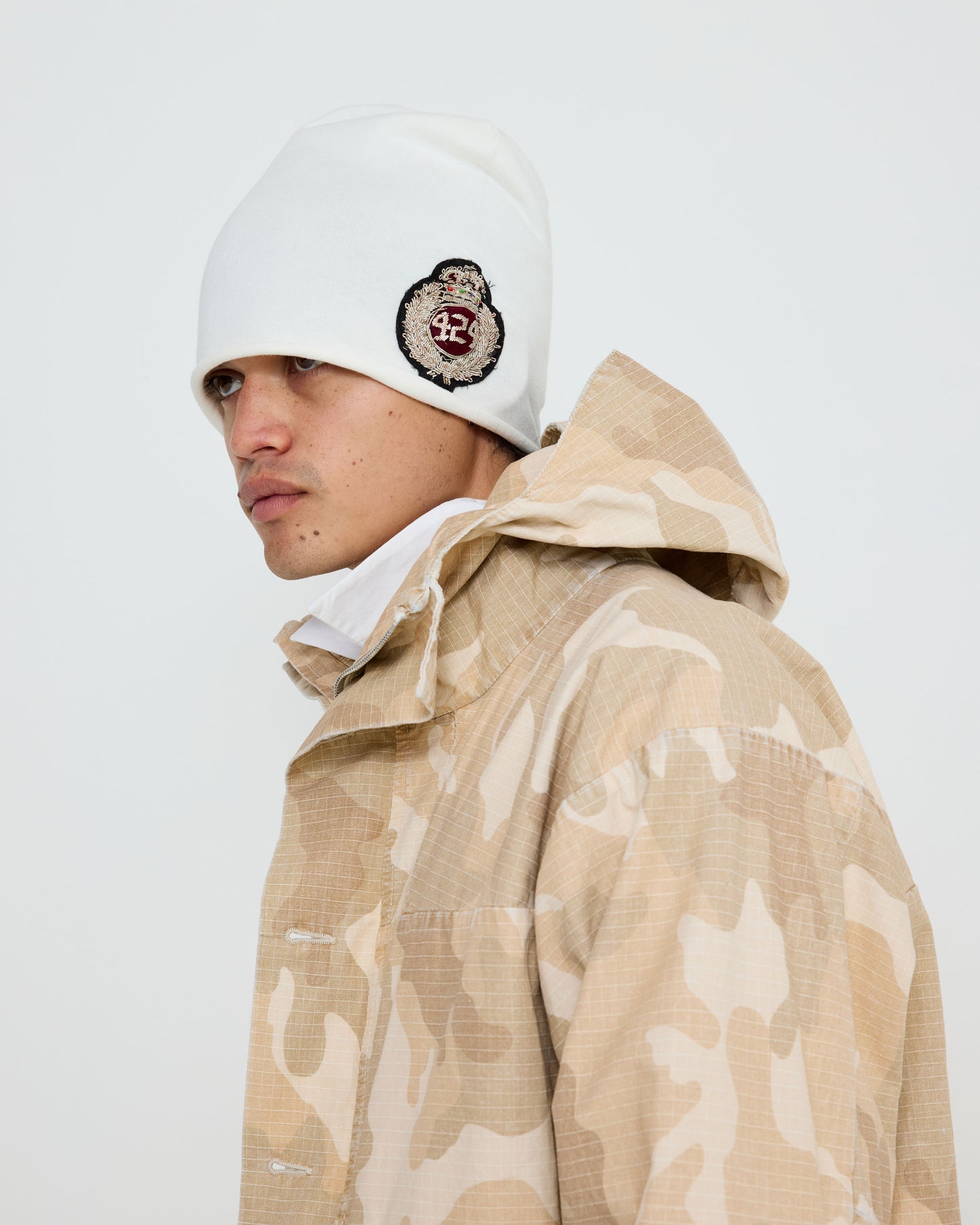 JERSEY BEANIE PATCH SALT WHITE