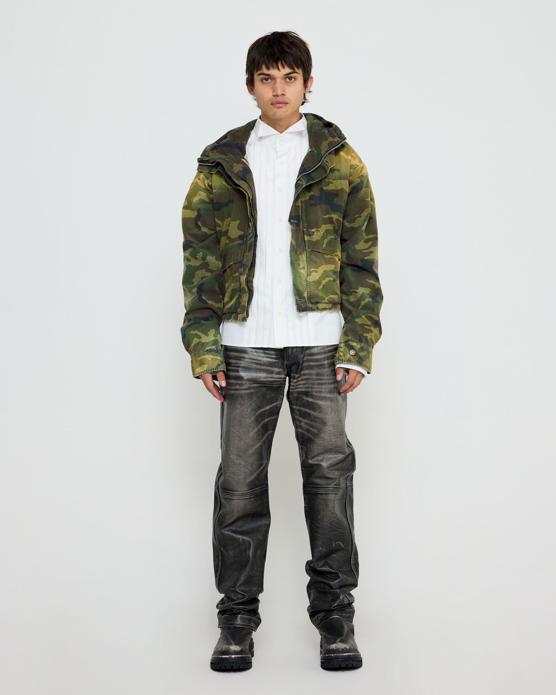 Black Leather Rub Off Pant