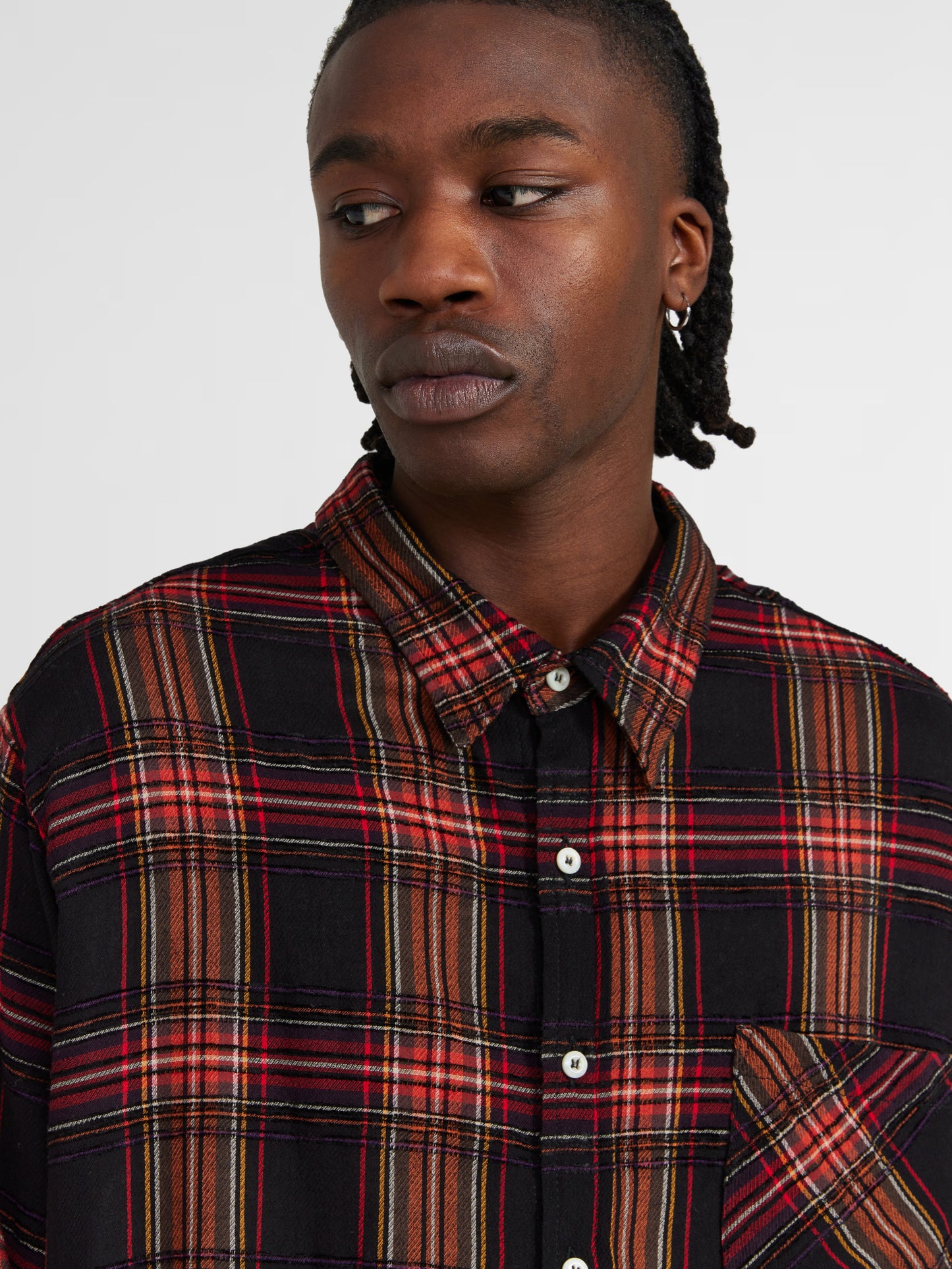 RED AND BLACK CHECKERED BUTTON-UP