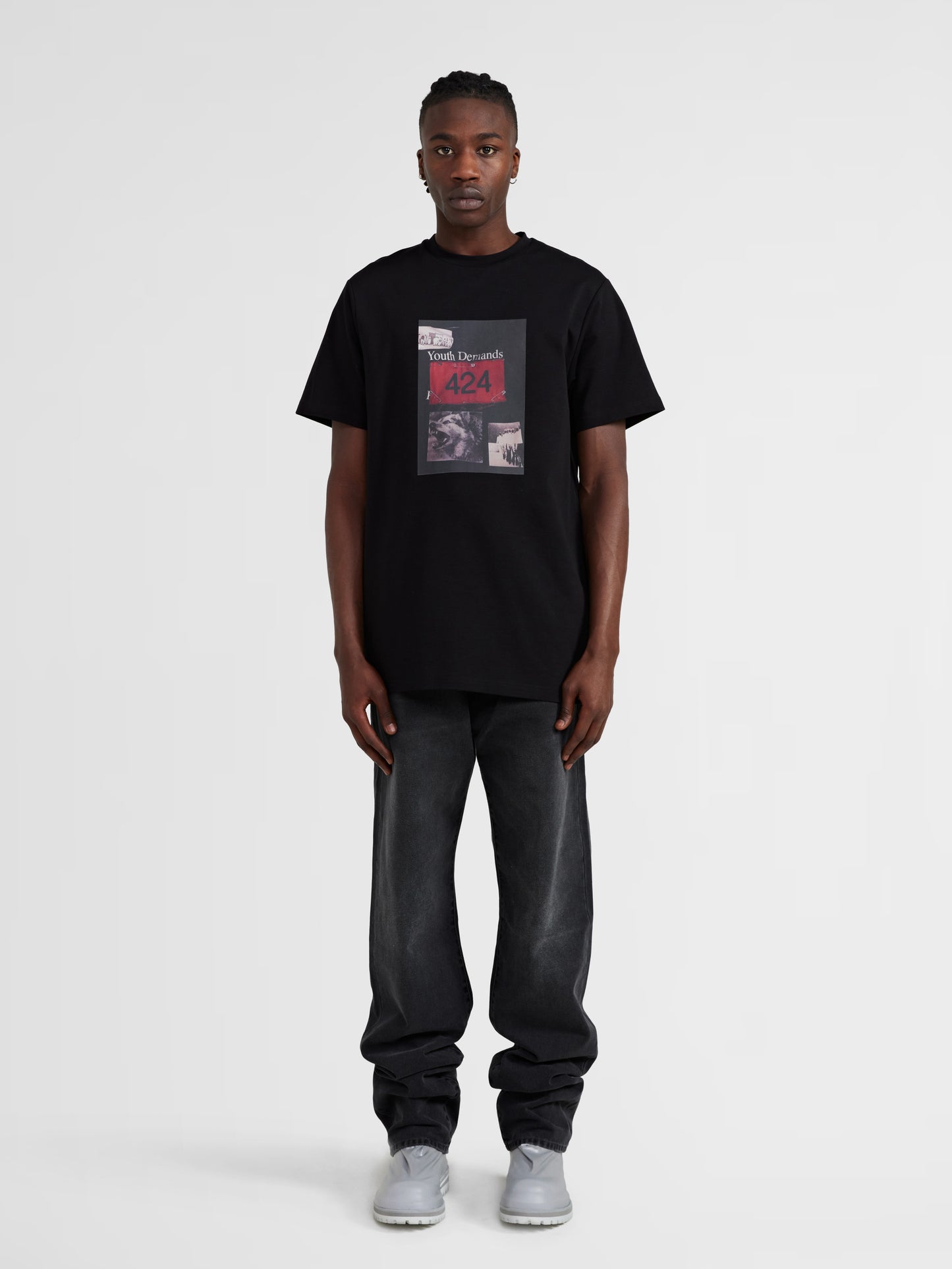 BLACK "YOUTH DEMANDS" GRAPHIC TEE