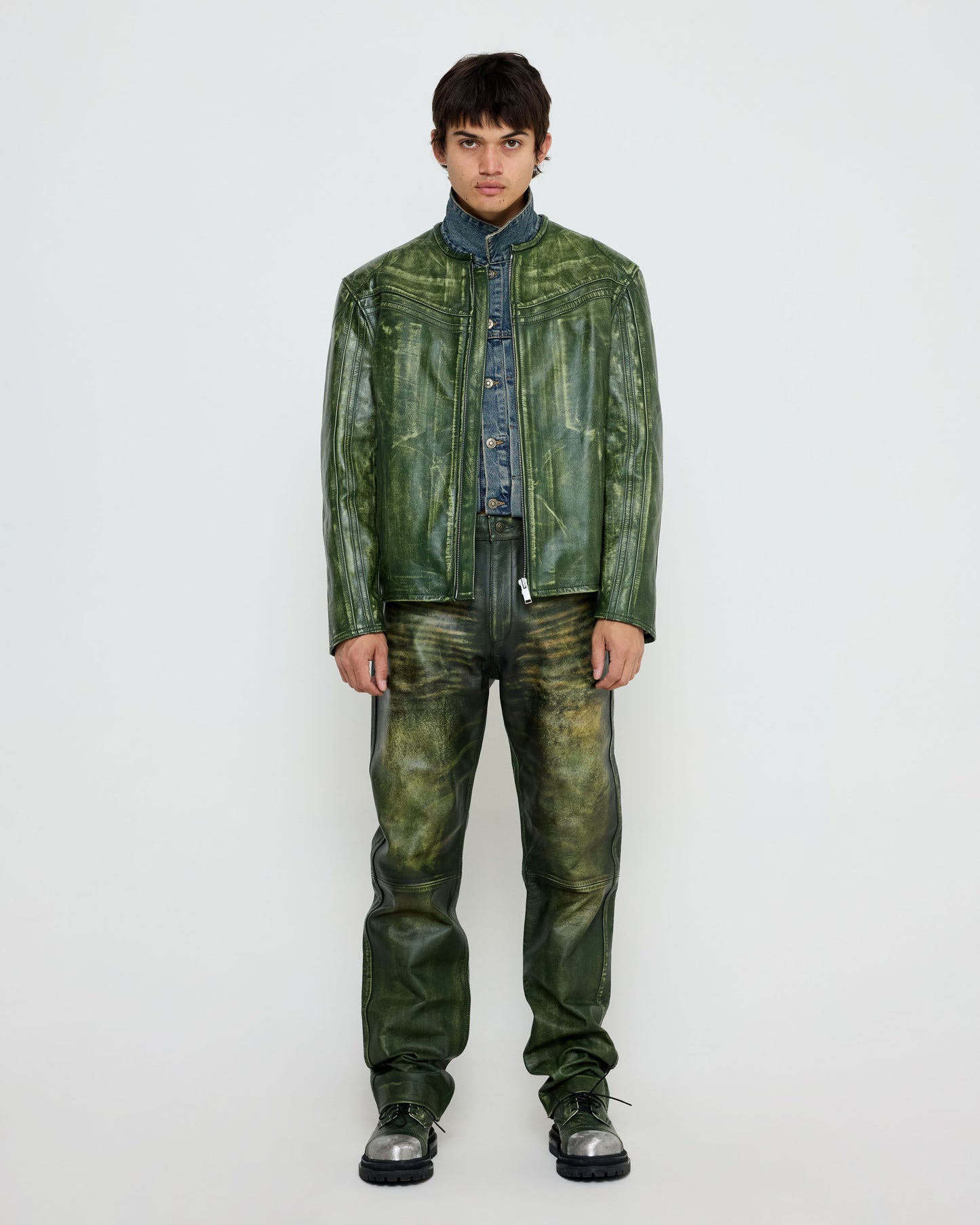 Tokyo Leather Jacket Forest Green