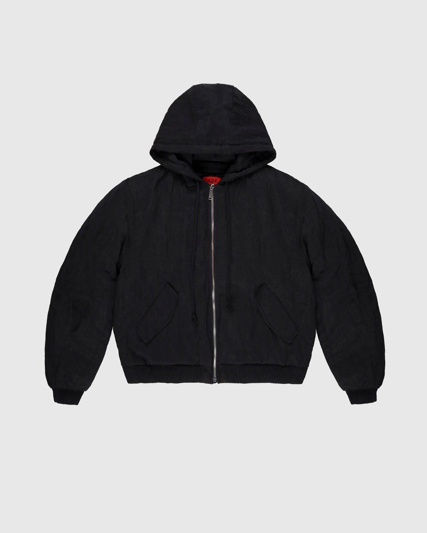 Metal Wool Gauze Bomber in Black