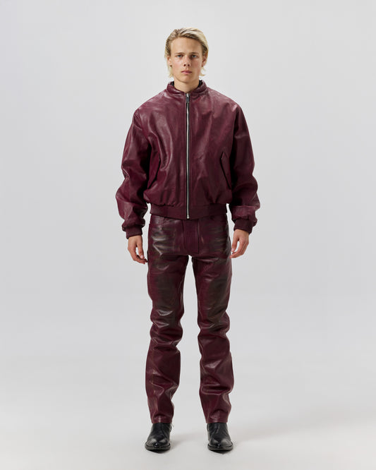 NEW 424 LEATHER BOMBER - PIGEON BLOOD