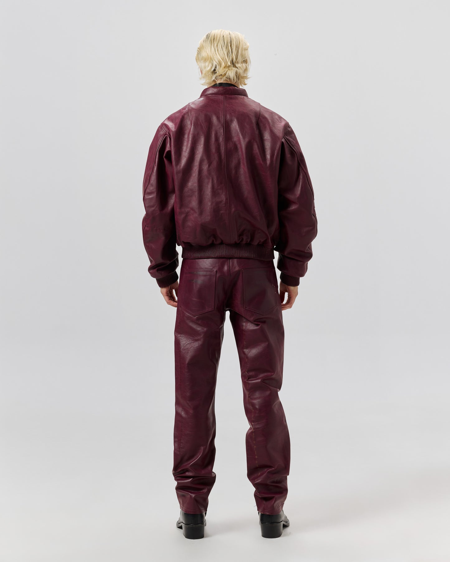 NEW 424 LEATHER BOMBER - PIGEON BLOOD