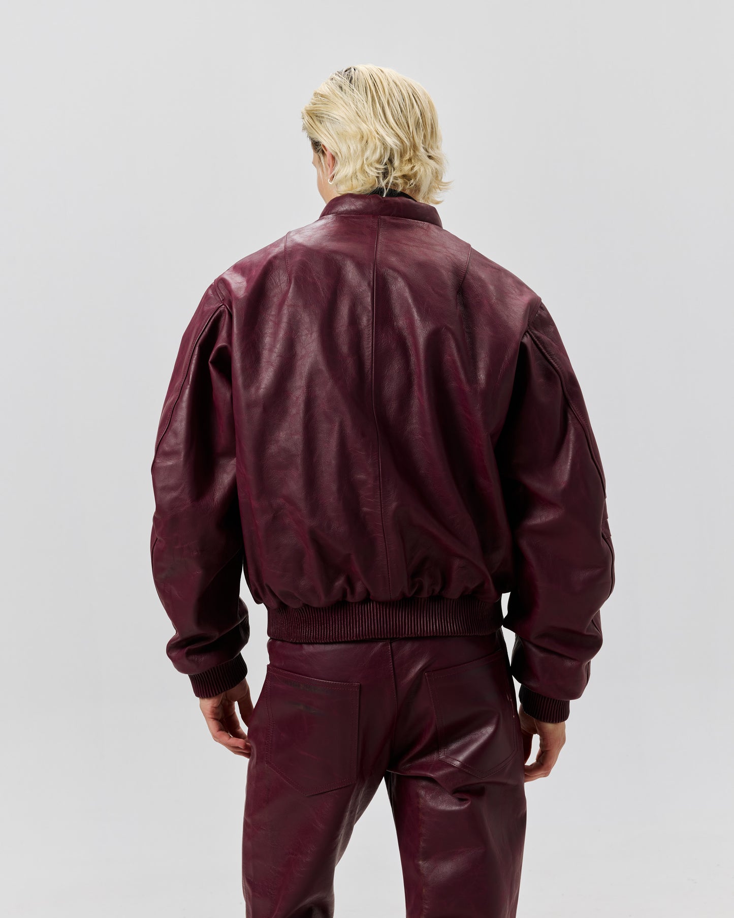 NEW 424 LEATHER BOMBER - PIGEON BLOOD