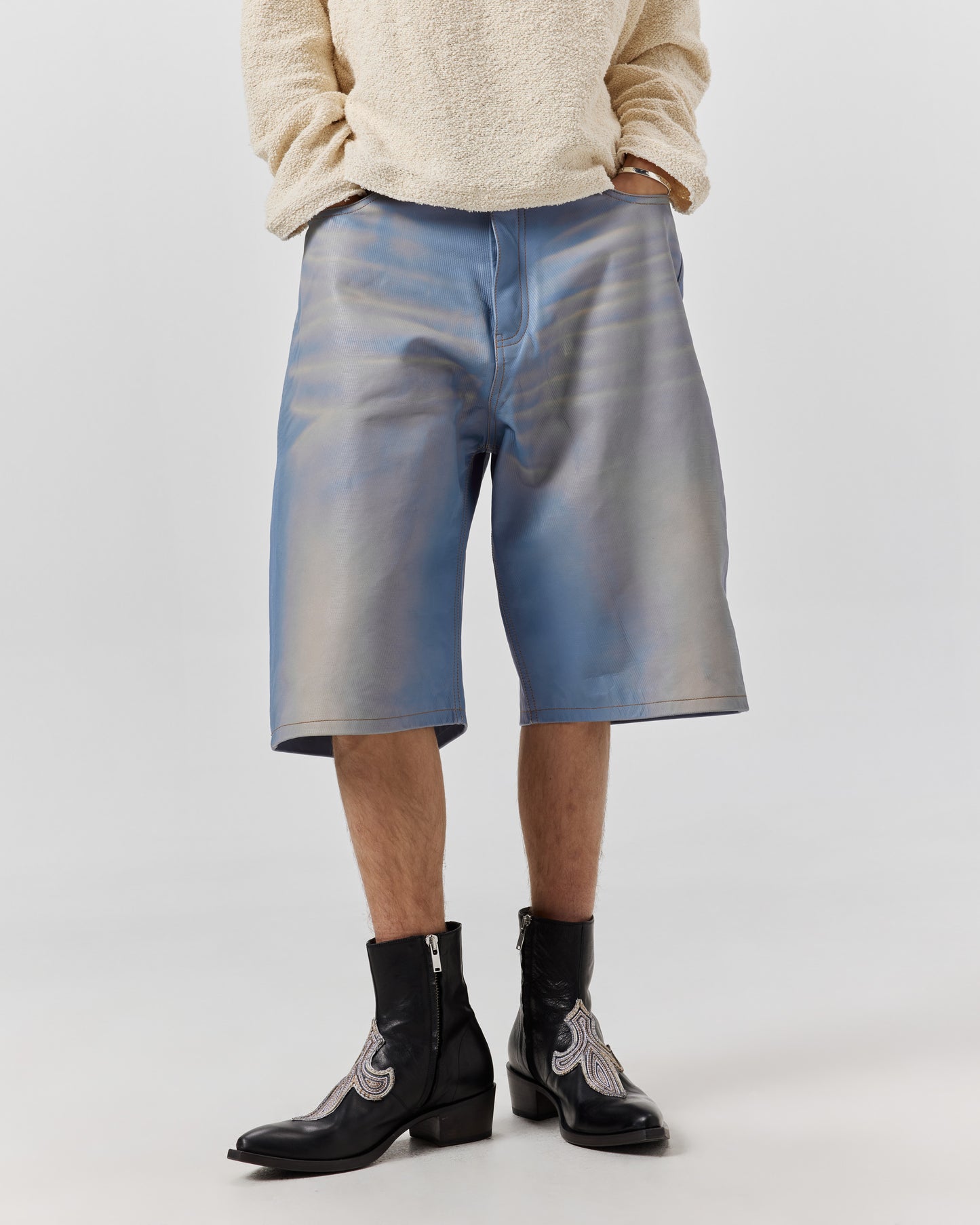 BIG DADDY SHORT - LEATHER DENIM BLEACHED