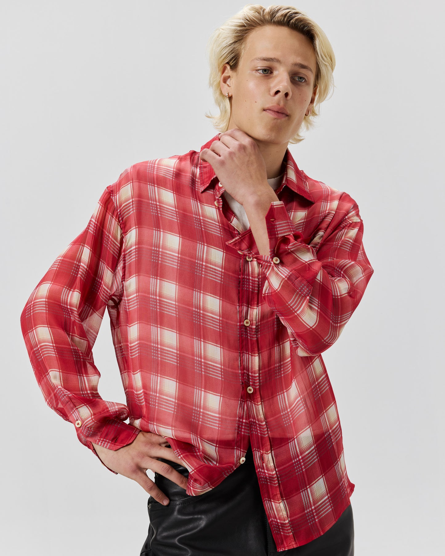 SILK SHIRT - RED CHECK