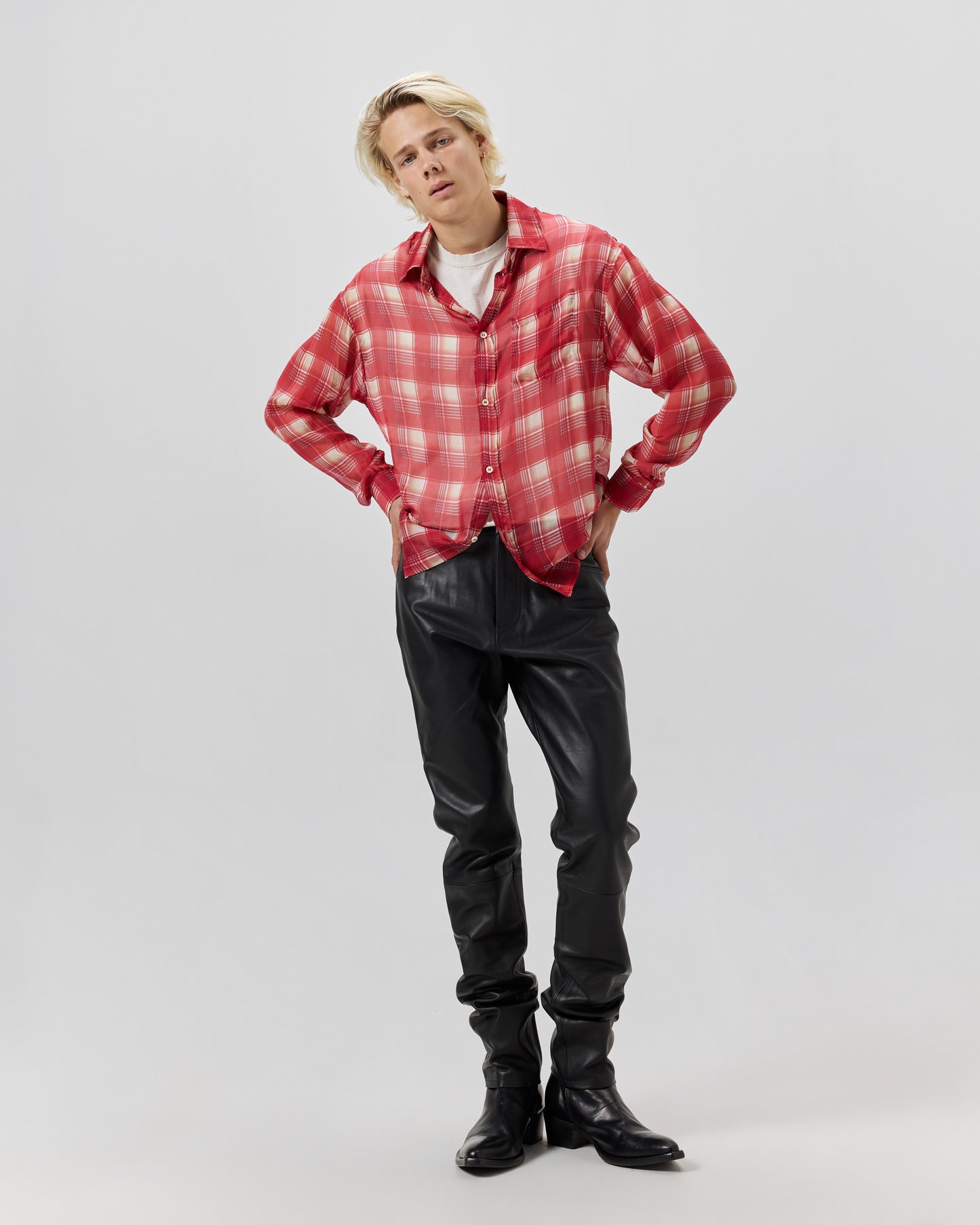 SILK SHIRT - RED CHECK