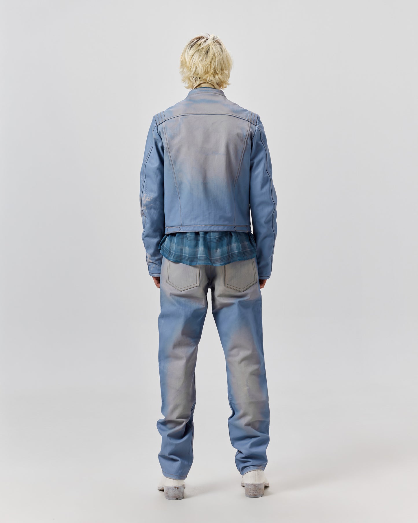 HB RACE JACKET - LEATHER DENIM BLEACHED