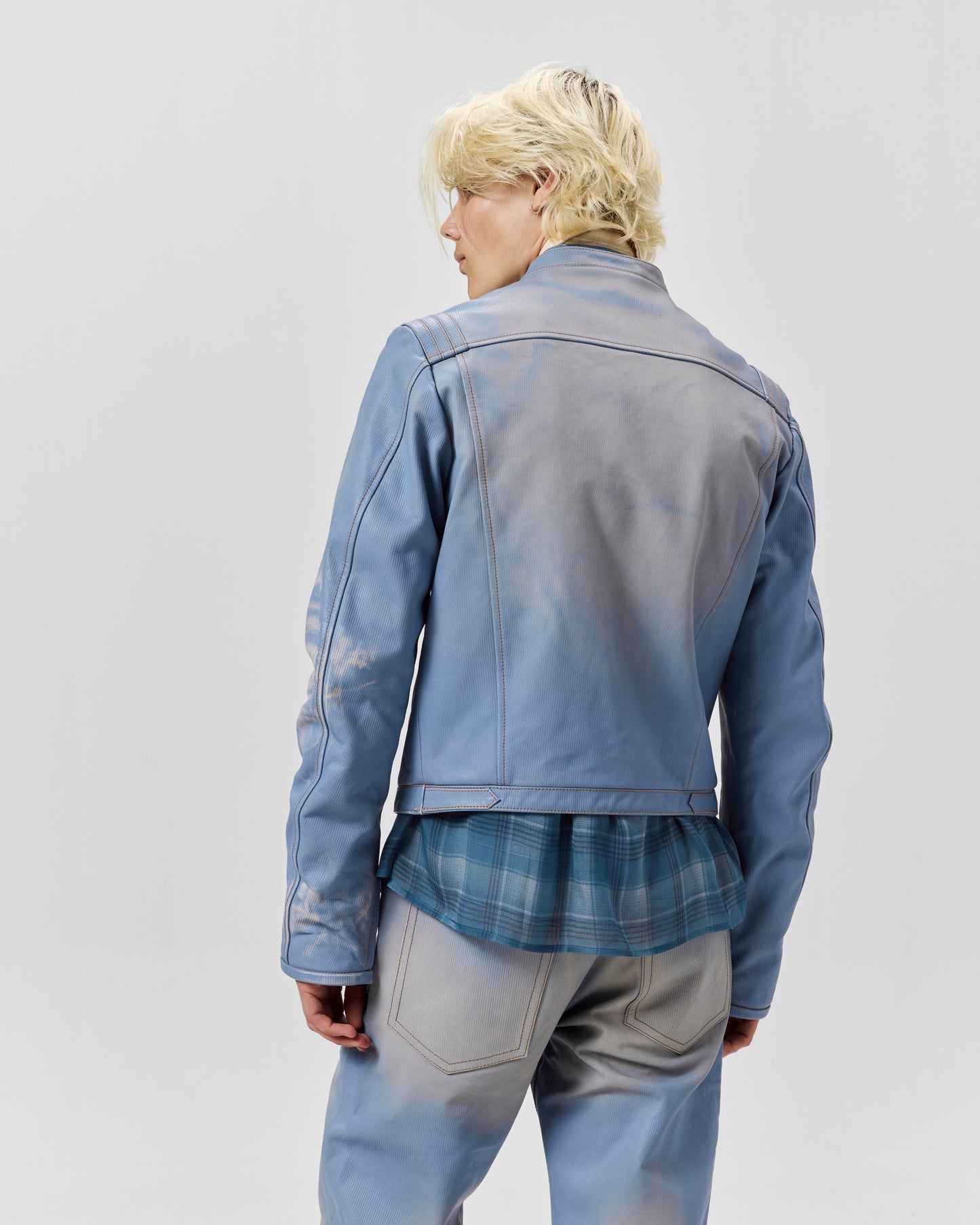 HB RACE JACKET - LEATHER DENIM BLEACHED