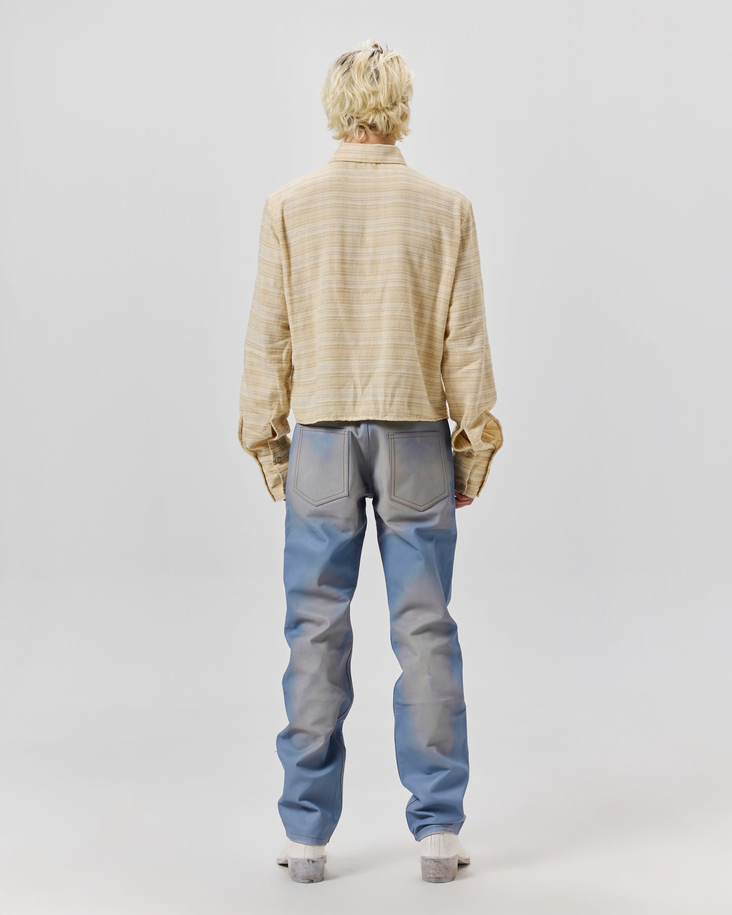 MOTO PANT - LEATHER DENIM BLEACHED