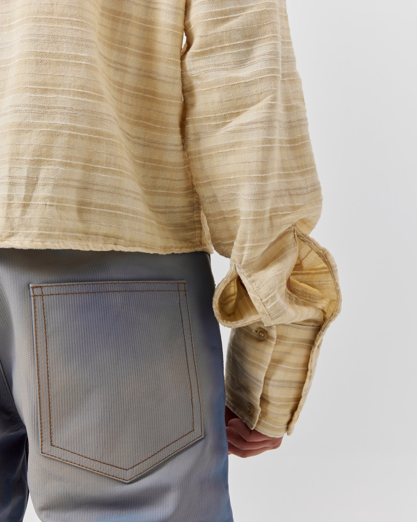 MOTO PANT - LEATHER DENIM BLEACHED