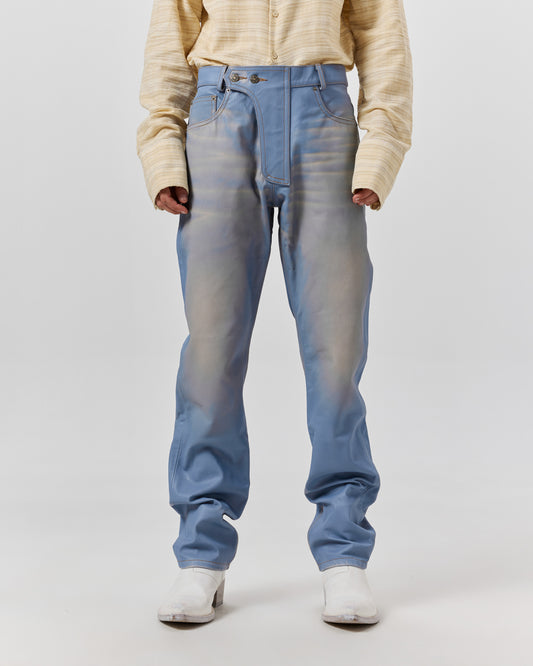 MOTO PANT - LEATHER DENIM BLEACHED
