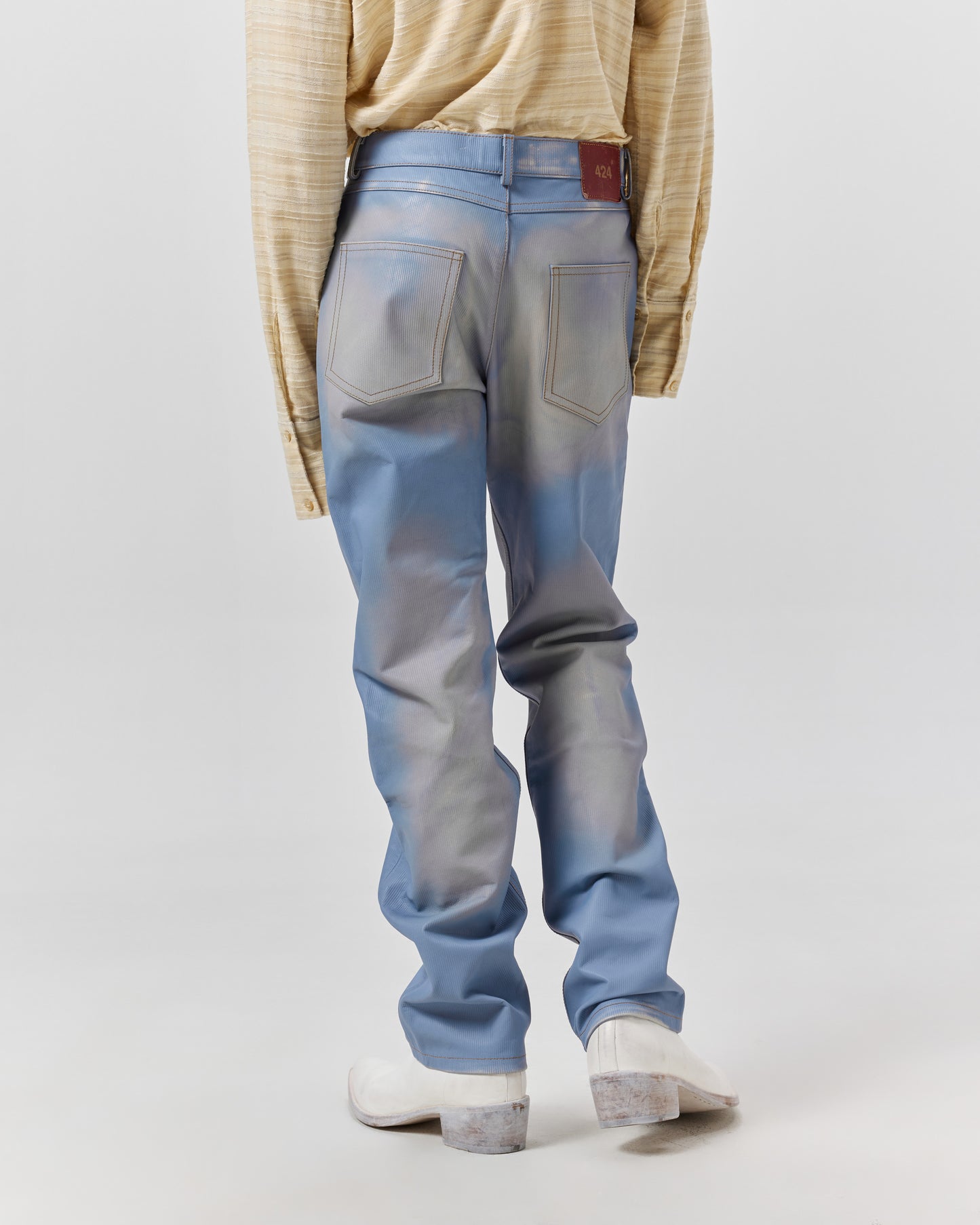 MOTO PANT - LEATHER DENIM BLEACHED