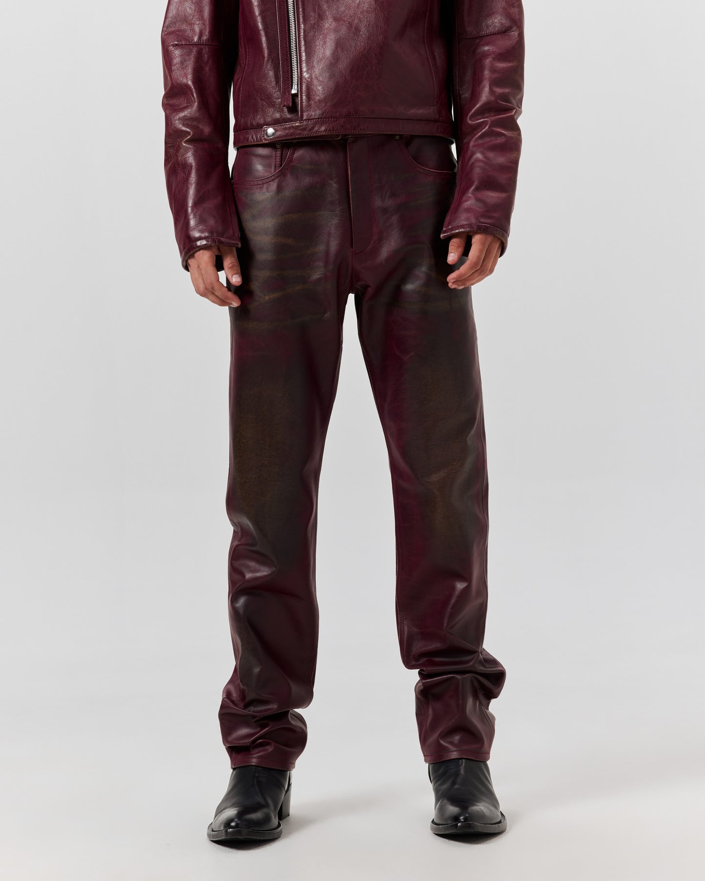 424 LEATHER FIVEPOCKET - PIGEON BLOOD