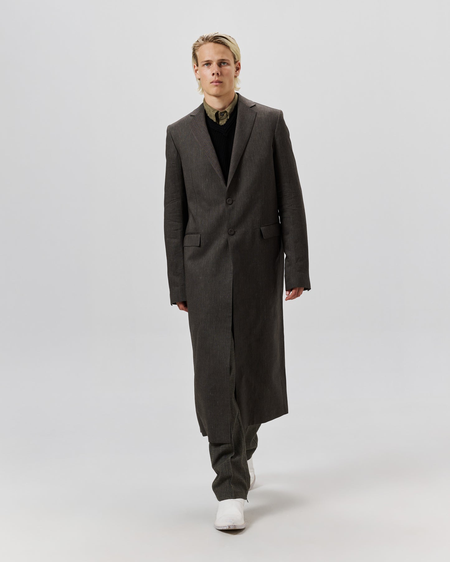 LONG TAILORED COAT - BROWN