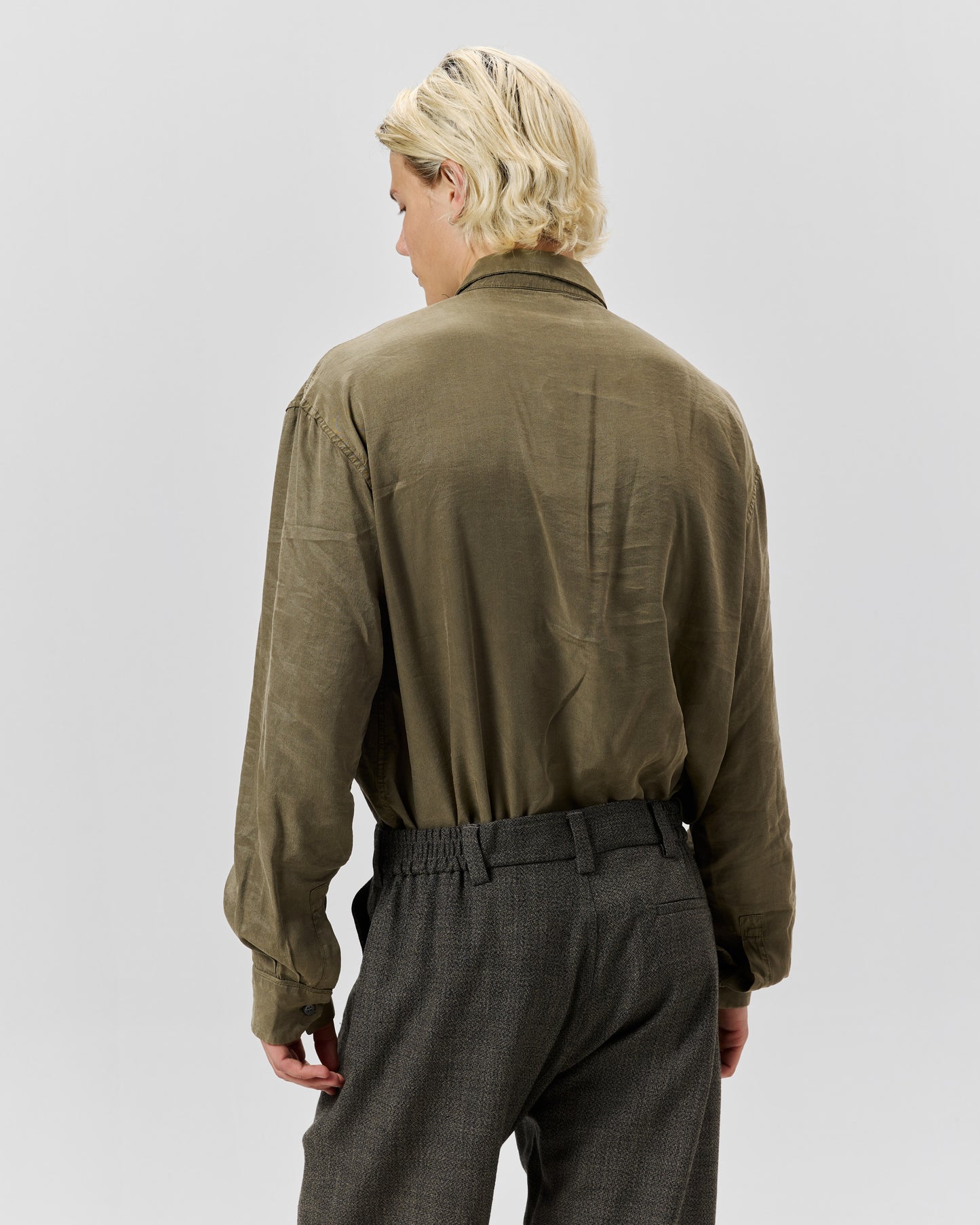 CUPRO SHIRT - OLIVE GREEN