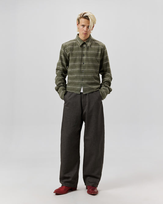CROPPED FLANNEL - OLIVE GREEN