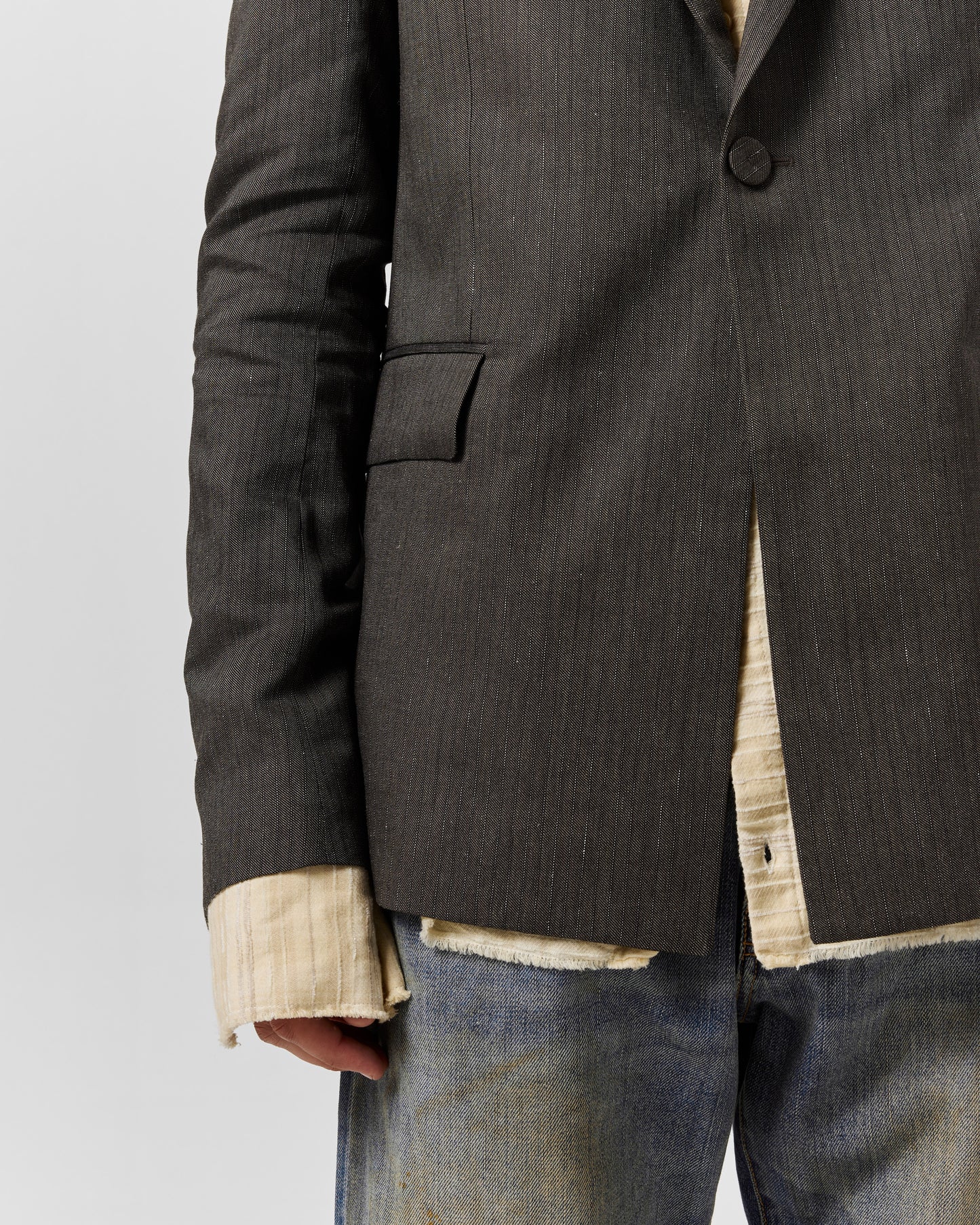 ONE BUTTON BLAZER - BROWN