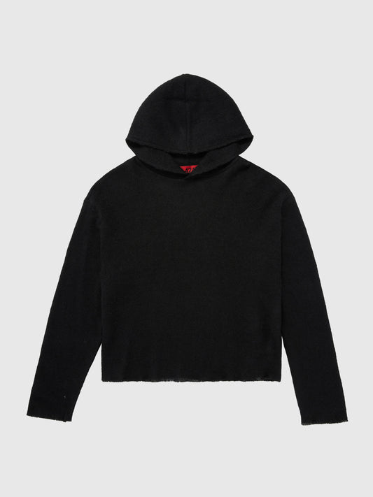 Light Mohair Layering Hoodie in Black