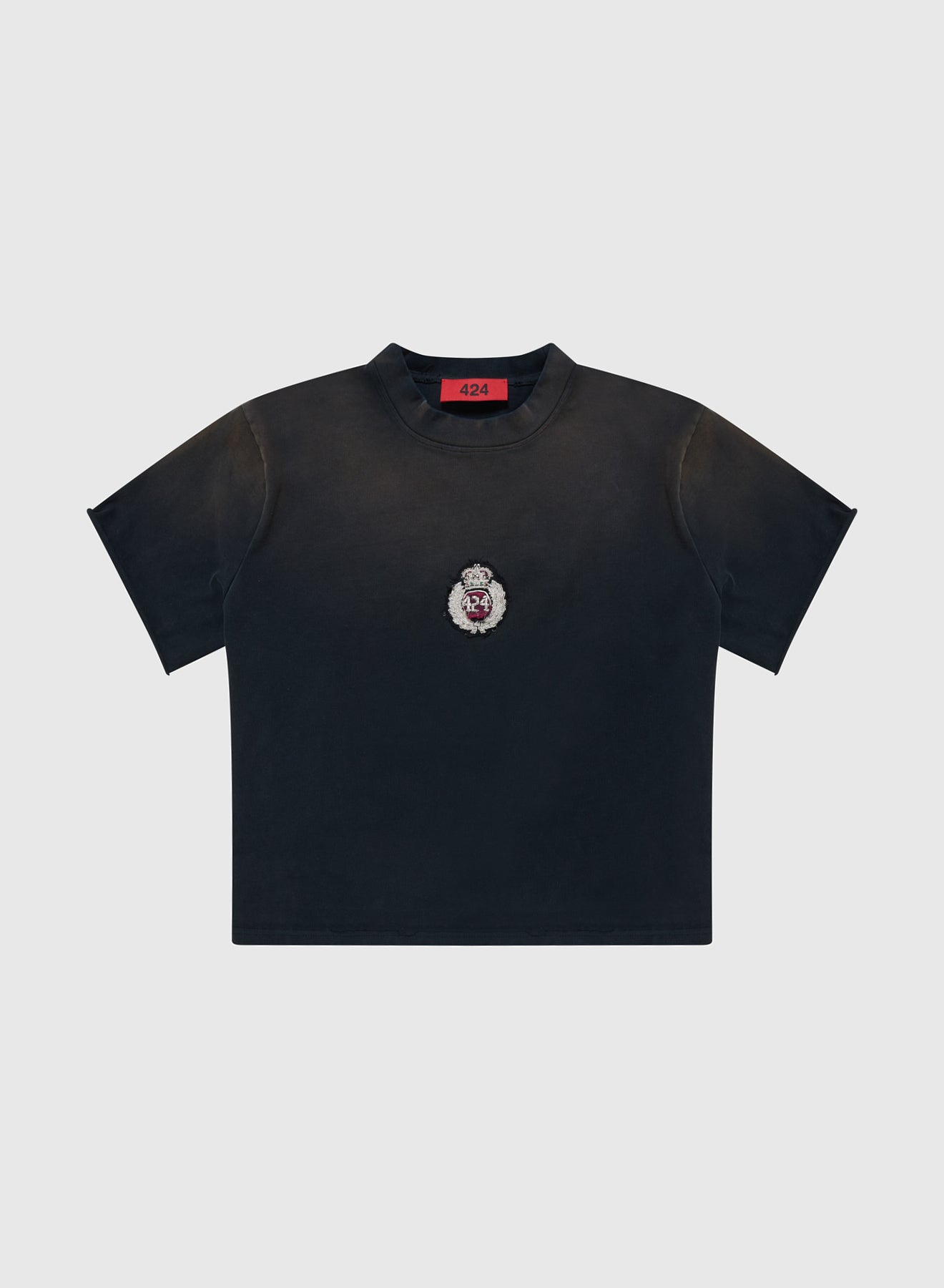 CREST CROPPED SCALLOP TEE JERSEY IN VINTAGE BLACK