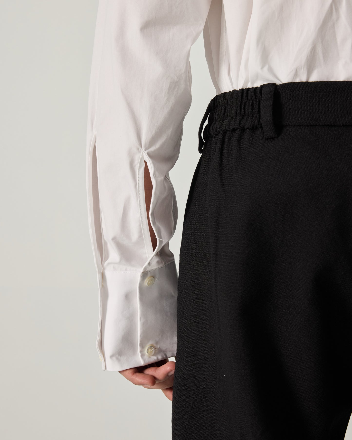 SMOKING SHIRT WITH DOUBLE COLLAR IN WHITE