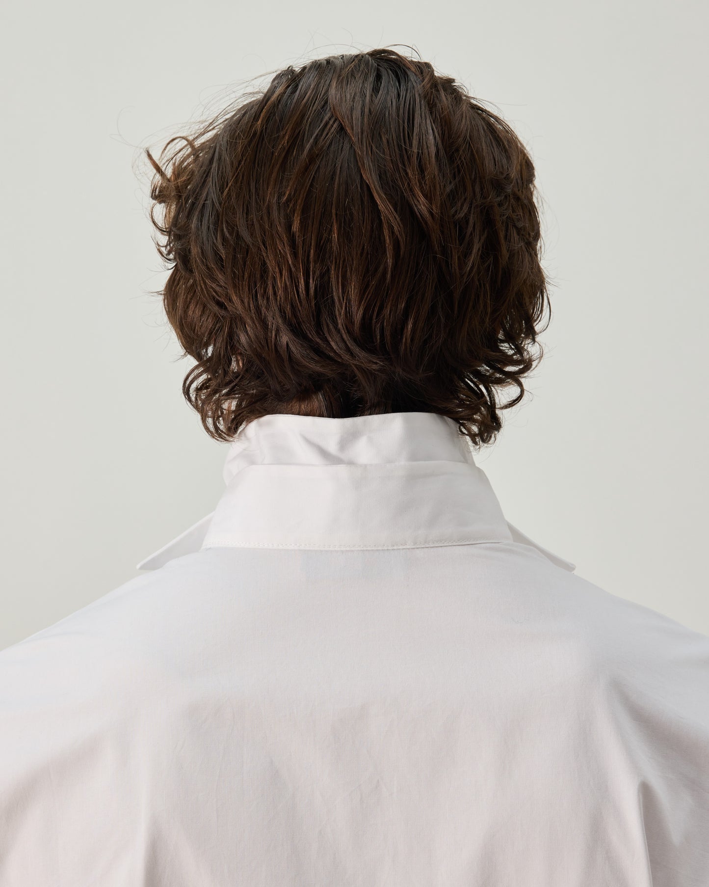 SMOKING SHIRT WITH DOUBLE COLLAR IN WHITE