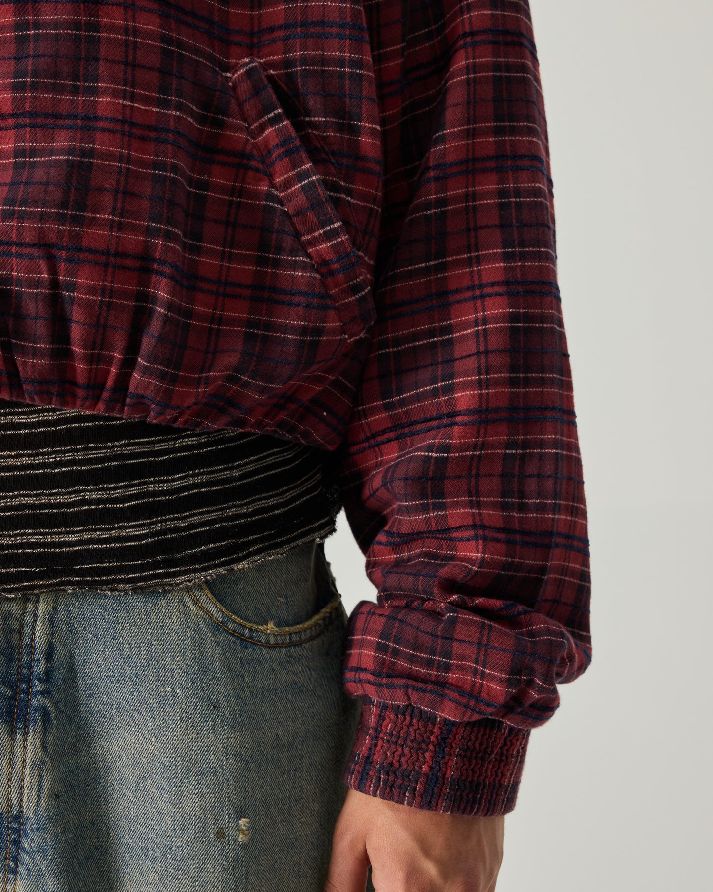 WRAPPED HOODIE EMBROIDERED FLANNEL IN RED