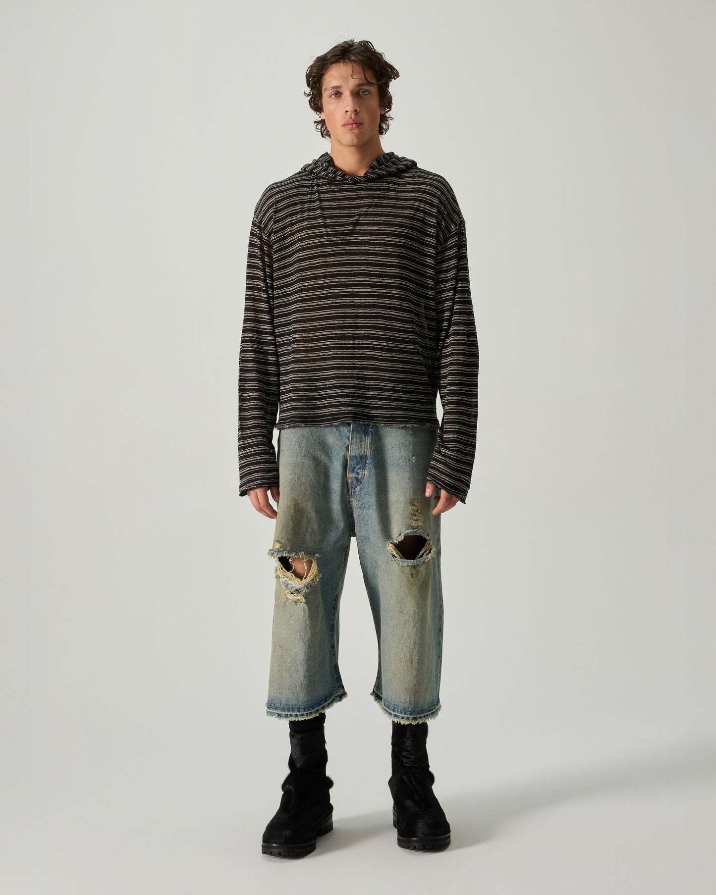 LAYERING HOODIE STRIPED LIGHTWEIGHT JERSEY